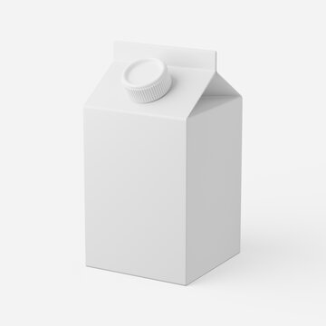 Soup Carton In White With Cap On A Plain Background. 3d Render.