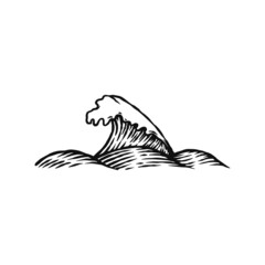 wave illustration hand drawn vintage
