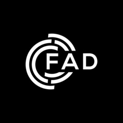 FAD letter logo design on black background. FAD creative initials letter logo concept. FAD letter design.