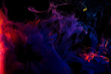 Color paint drops in water,Abstract color paint splash,