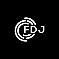 FDJ letter logo design on black background. FDJ creative initials letter logo concept. FDJ letter design.