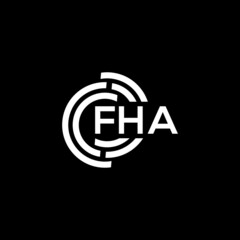 FHA letter logo design on black background. FHA creative initials letter logo concept. FHA letter design.