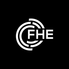 FHE letter logo design on black background. FHE creative initials letter logo concept. FHE letter design.