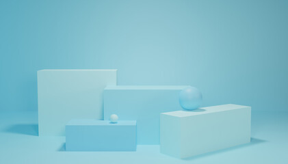 3d rendered illustration of a cube Blue