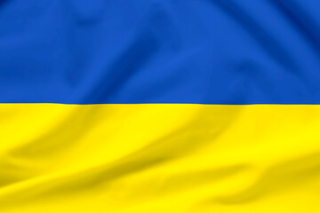 Ukraine waving flag textile texture