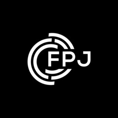 FPJ letter logo design on black background. FPJ creative initials letter logo concept. FPJ letter design.