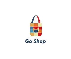 Online store logo design template . Shops, sale, discount, store or shop the web element in the form of vector shopping bag