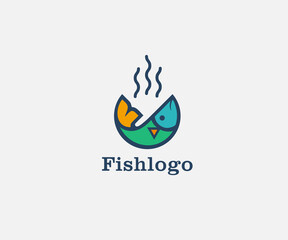 fish food logo. seafood logo design template illustration