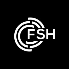 FSH letter logo design on black background. FSH creative initials letter logo concept. FSH letter design.