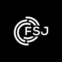 FSJ letter logo design on black background. FSJ creative initials letter logo concept. FSJ letter design.