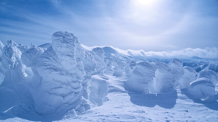 Fototapeta na wymiar 樹氷 / Ice Monster 薄っすらとハロが見える樹氷です。