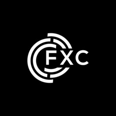FXC letter logo design on black background. FXC creative initials letter logo concept. FXC letter design.