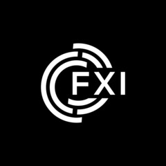 FXI letter logo design on black background. FXI creative initials letter logo concept. FXI letter design.