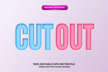 blue pink cutout paper note Editable text Effect Style