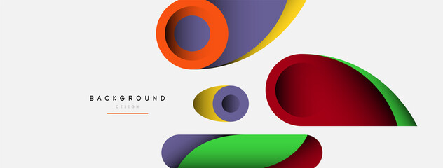 Abstract background. Minimal geometric circles and round style shapes with deep shadow effects. Trendy technology business template for wallpaper banner or background