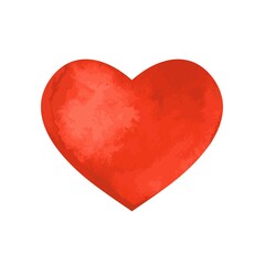 Watercolor red heart shape art isolated on white background Love concept on Valentine day.
