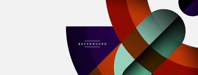 Fototapeta premium Geometric abstract background. Round shapes, circles, lines composition for wallpaper banner background or landing page