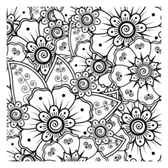 Circular pattern in form of mandala for Henna, Mehndi, tattoo, decoration. Coloring book page.