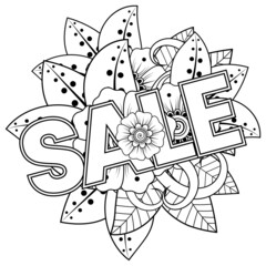 Sale banner or card template with mehndi flower