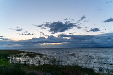 sunset over the river