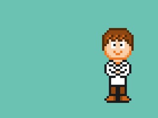 character of businessman professional, happy employee waiting instructions, frontal view