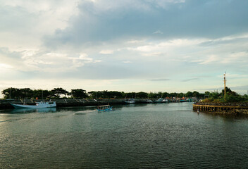 Naklejka premium Beautiful landscape around New Marina boom beach in Banyuwangi, East Java, Indonesia.