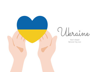 [ukraine] Hand and heart-shaped flag icon
