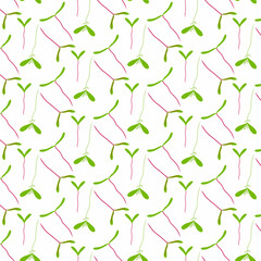 Vector seamless pattern with greenery. Pattern with beet sprouts.