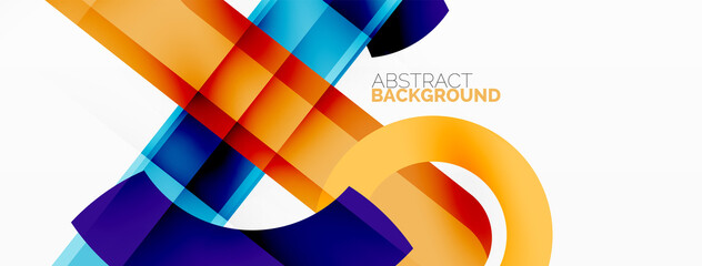 Minimalist geometric abstract background. Lines, circles with shadow effects composition wallpaper design