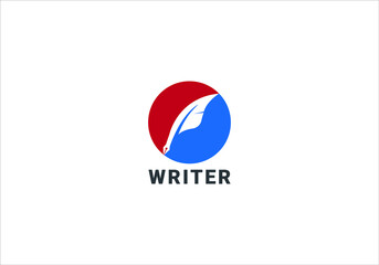 feather writer colorful logo design template