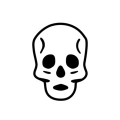 Vector illustration of human skull.Doodle style.Halloween mystic design element.Isolated element on white background.