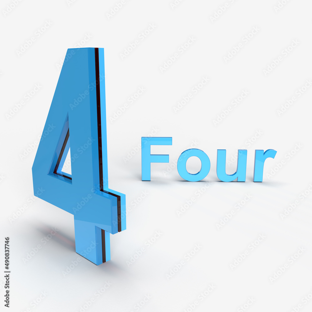Fototapete 4 digit number alphabet 3d rendering high-quality 3d rendering illustration on white background
