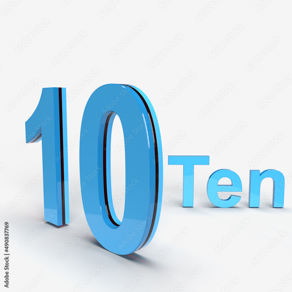 Fototapete 10 digit number alphabet 3d rendering high-quality 3d rendering illustration on white background