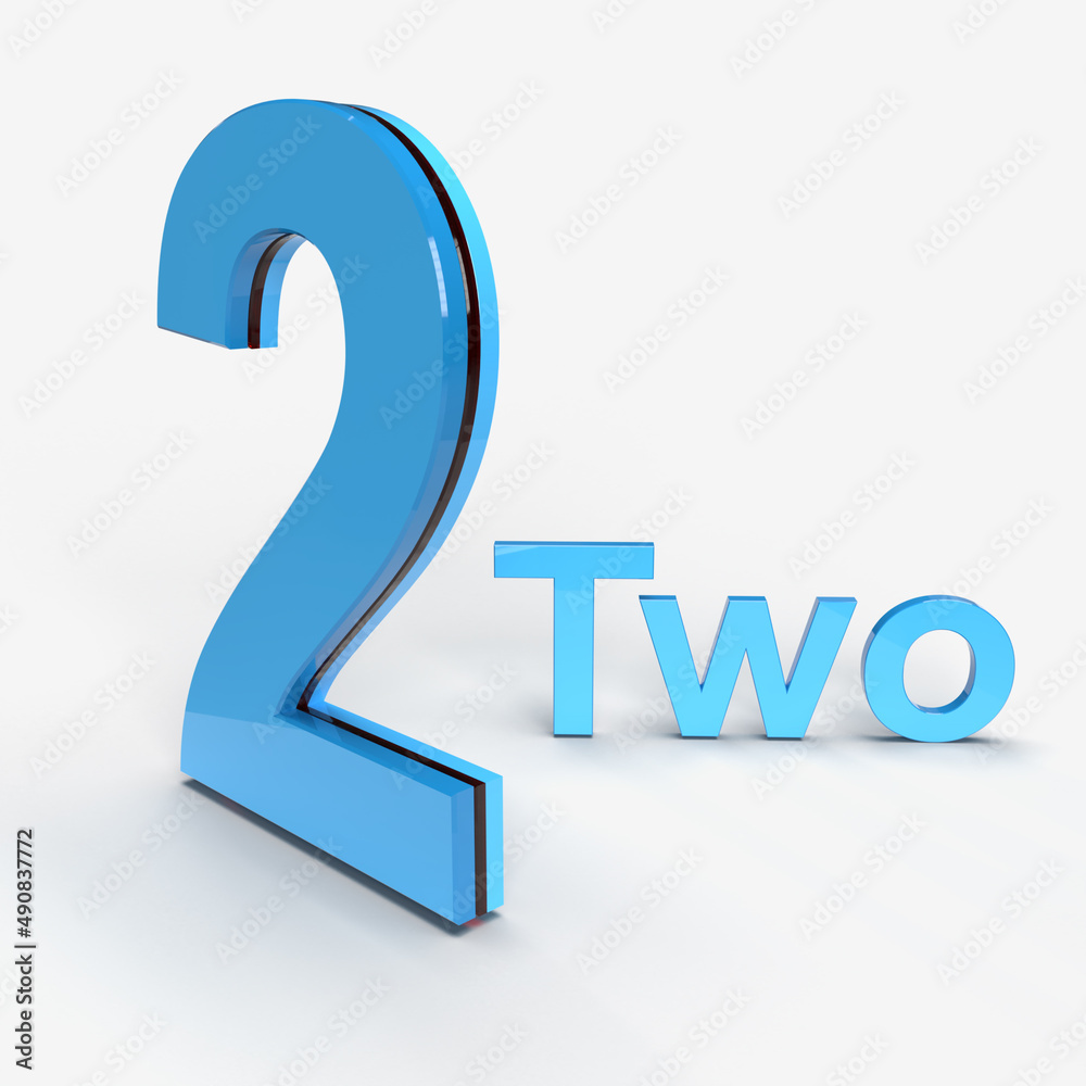 Fototapete 2 digit number alphabet 3d rendering high-quality 3d rendering illustration on white background