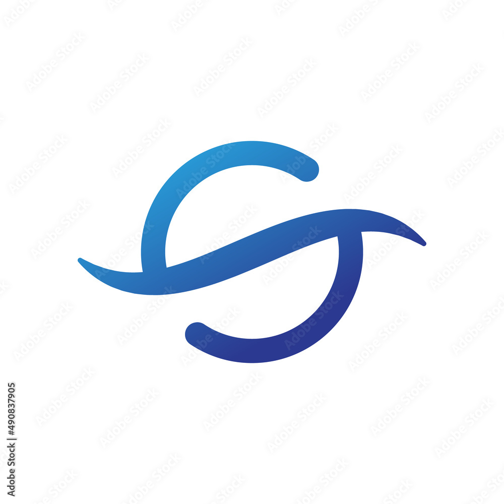 Sticker letter s with wave logo design