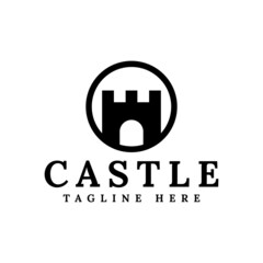 castle in circle logo design