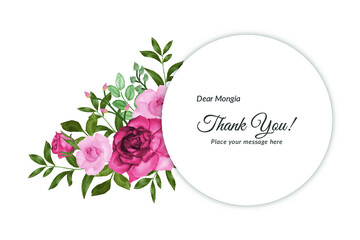 Beautiful thank you card floral wreath with water color  free vector