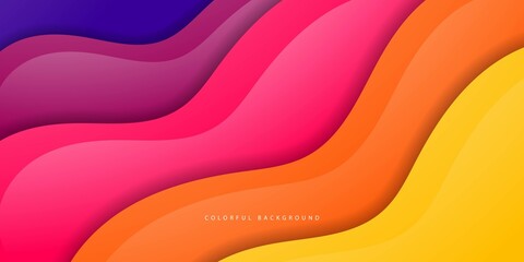 Abstract  colorful curved wave template for your design. Illustration with curves lines. Wavy paper cut background.Eps10 vector.