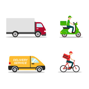 delivery services collection set on white background