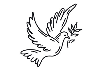 Dove of peace hand drawn illustration.