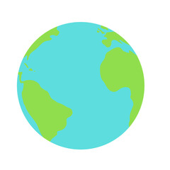 大西洋を中心に見た地球のイラスト（白背景・ベクター・切り抜き）