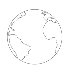 大西洋を中心に見た地球のイラスト（白背景・ベクター・切り抜き）