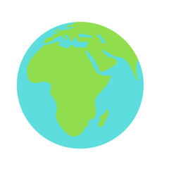 アフリカ大陸を中心に見た地球のイラスト（白背景・ベクター・切り抜き）