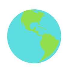 アメリカ大陸を中心に見た地球のイラスト（白背景・ベクター・切り抜き）