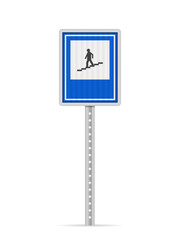 Pedestrian underpass or overpass road sign