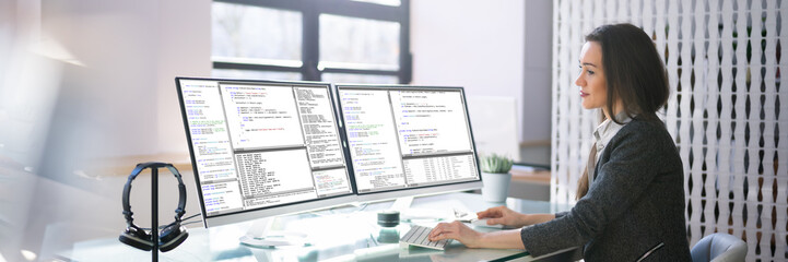 Coder Using Multiple Computer Screens
