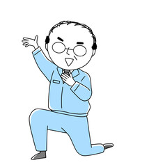 ひざまづくおじさんのイラスト