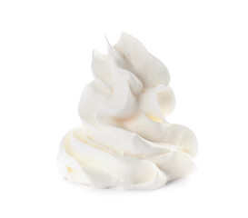 Delicious whipped cream swirl isolated on white