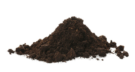 Pile of soil on white background. Fertile ground