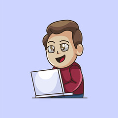 Cartoon boy office employees illustration